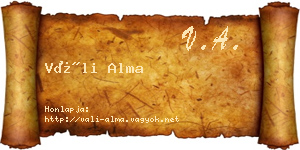 Váli Alma névjegykártya